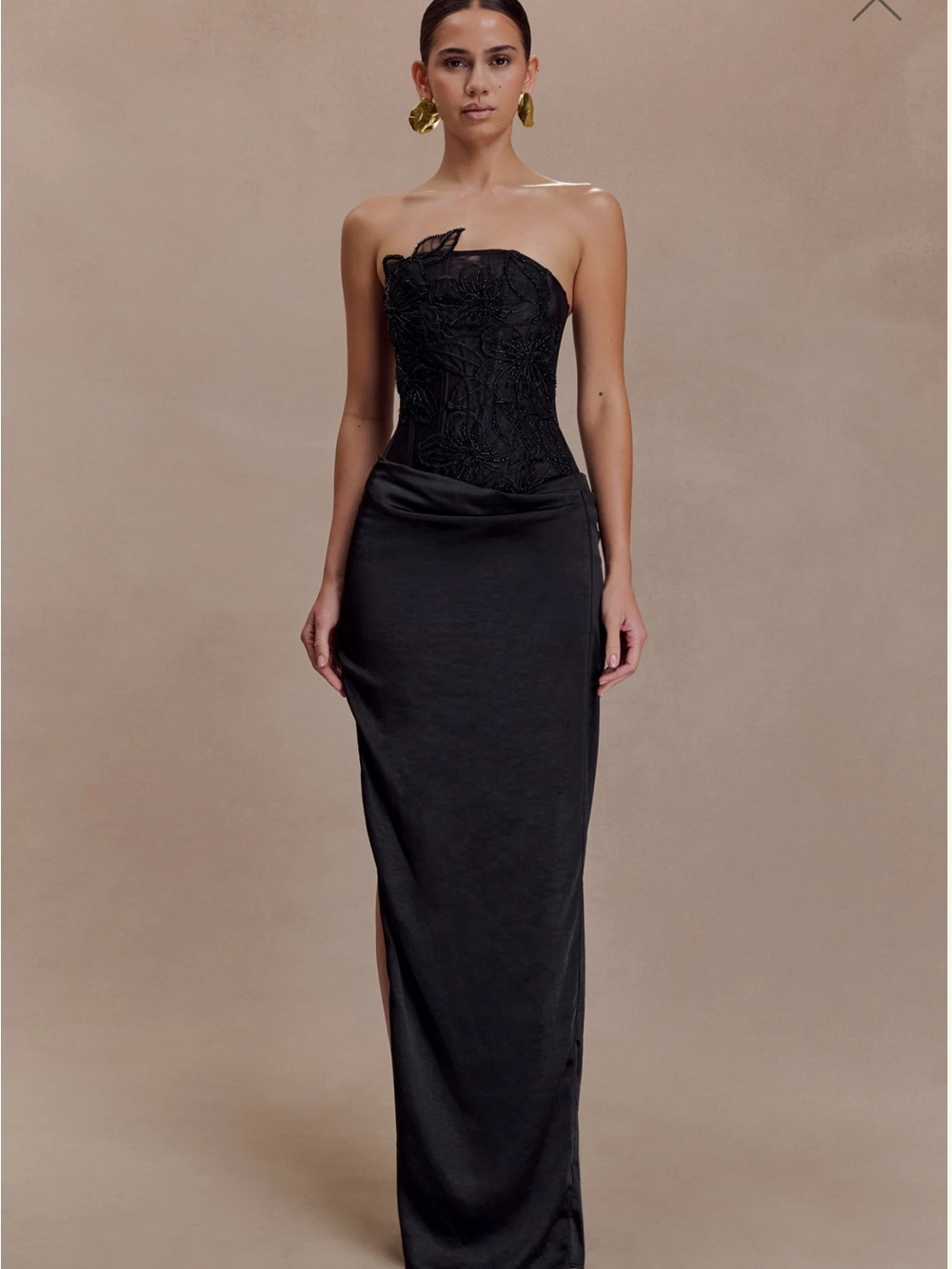 Meshki Asha Floral Mesh and Satin Maxi Dress